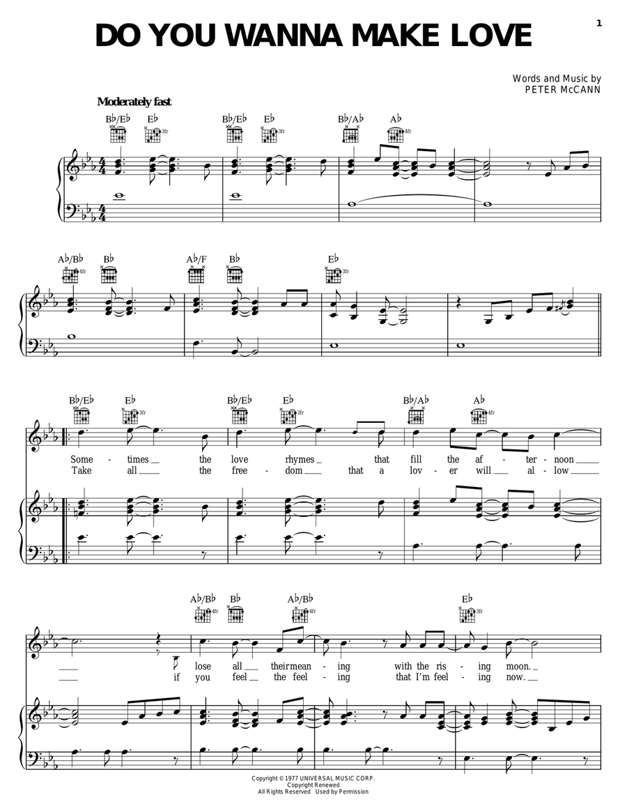 Do You Wanna Make Love Piano, Vocal, Guitar scores gallery preview page 1