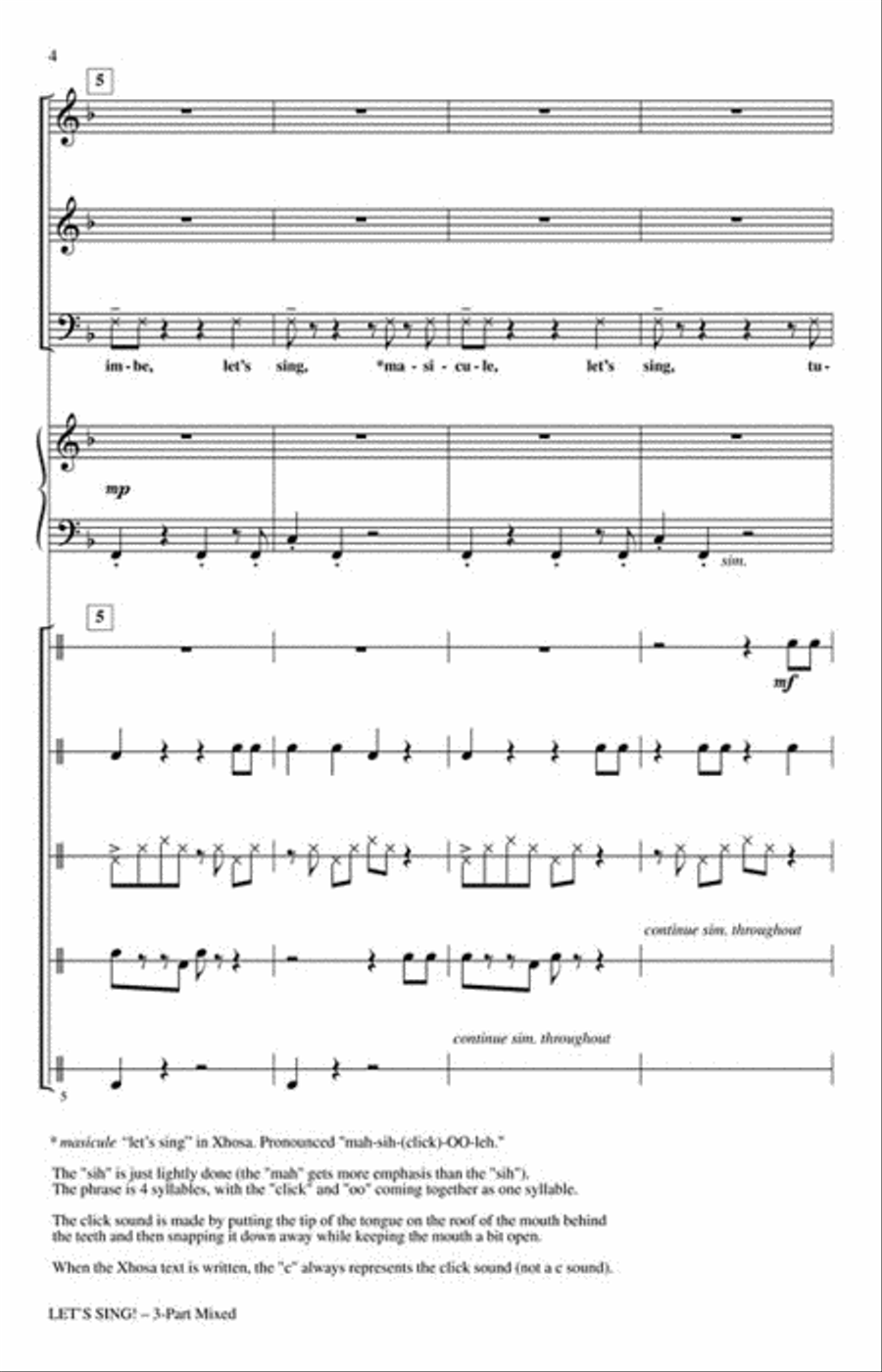Let's Sing (Tuimbe, Masicule) Choir scores gallery preview page 3