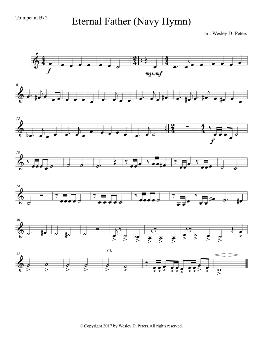 Eternal Father, Strong to Save (Navy Hymn) Brass Ensemble scores gallery preview page 2