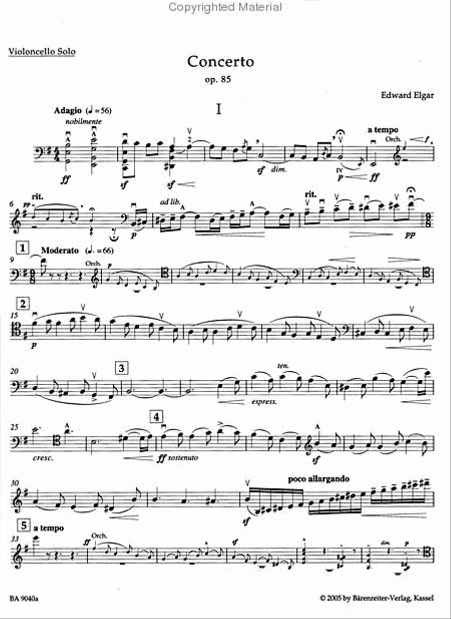 Concerto for Violoncello and Orchestra in E minor, op. 85