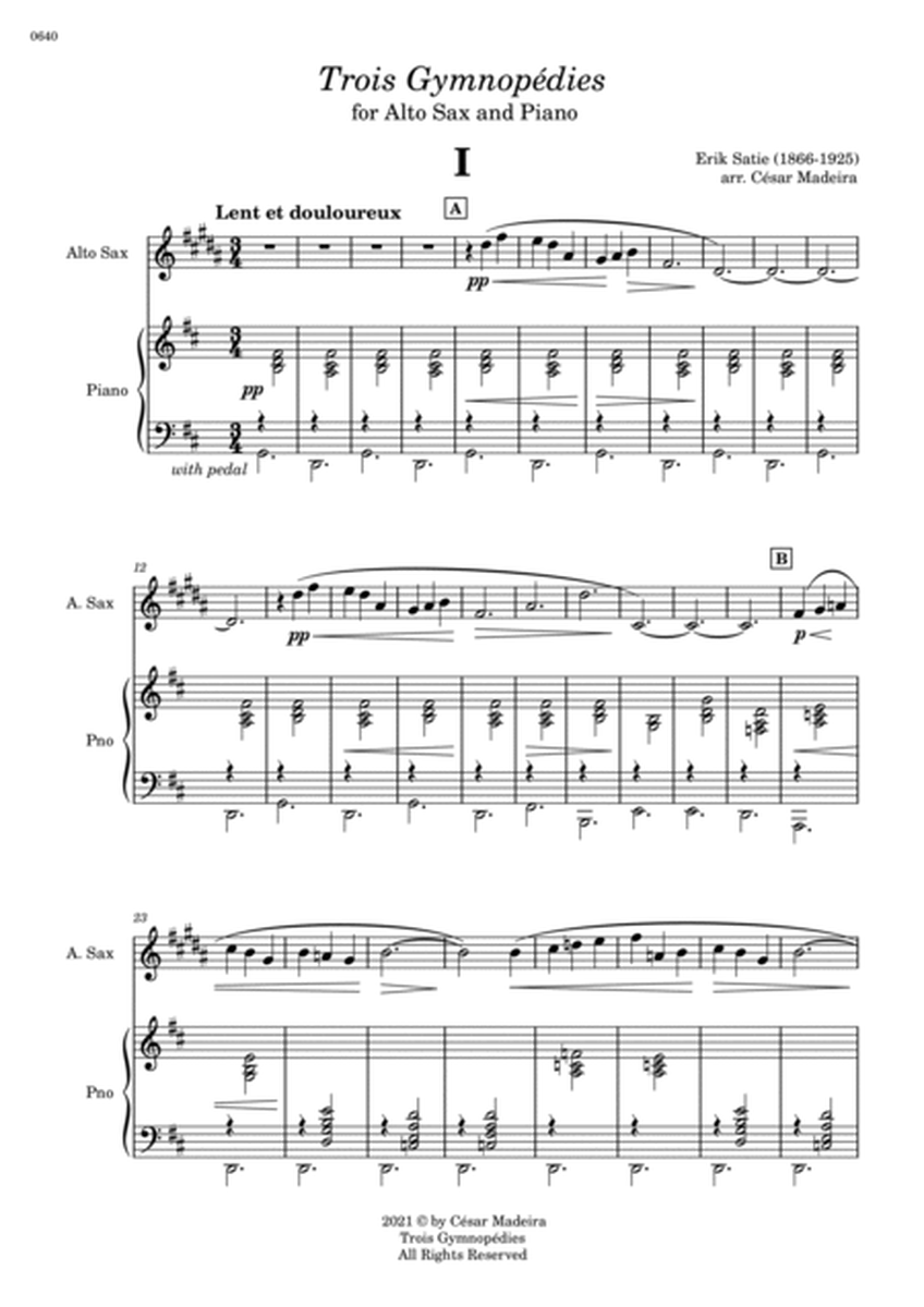Three Gymnopedies by Satie - Alto Sax and Piano (Full Score and Parts) image number null