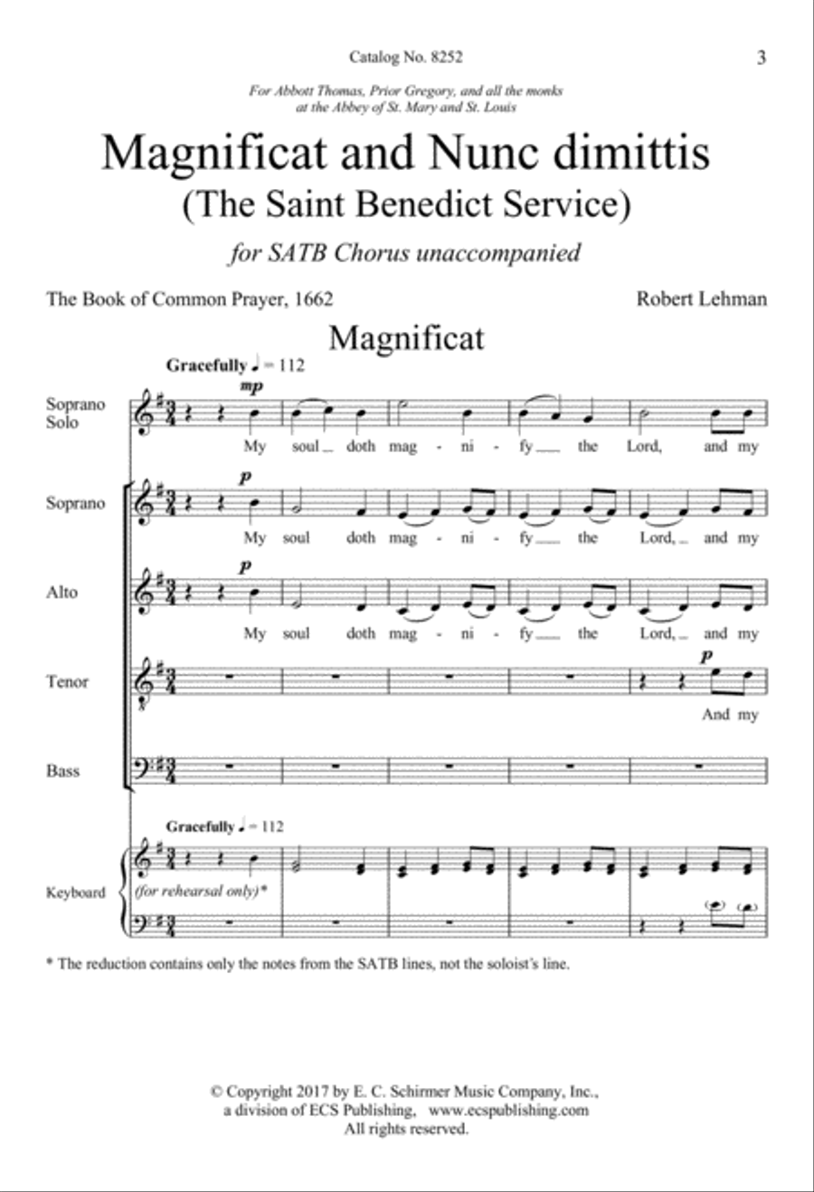 Magnificat and Nunc dimittis (The Saint Benedict Service) 4-Part scores gallery preview page 3