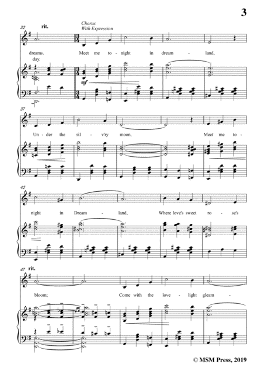 Leo Friedman-Meet Me Tonight in Dreamland,in G Major,for Voic&Piano Voice scores gallery preview page 5