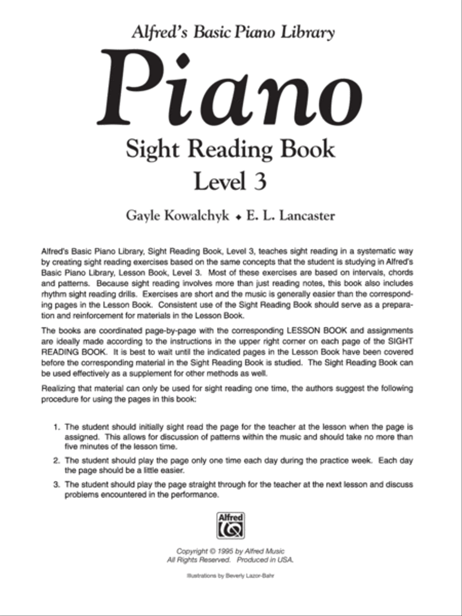 Alfred's Basic Piano Course Sight Reading, Level 3 Piano Method scores gallery preview page 2