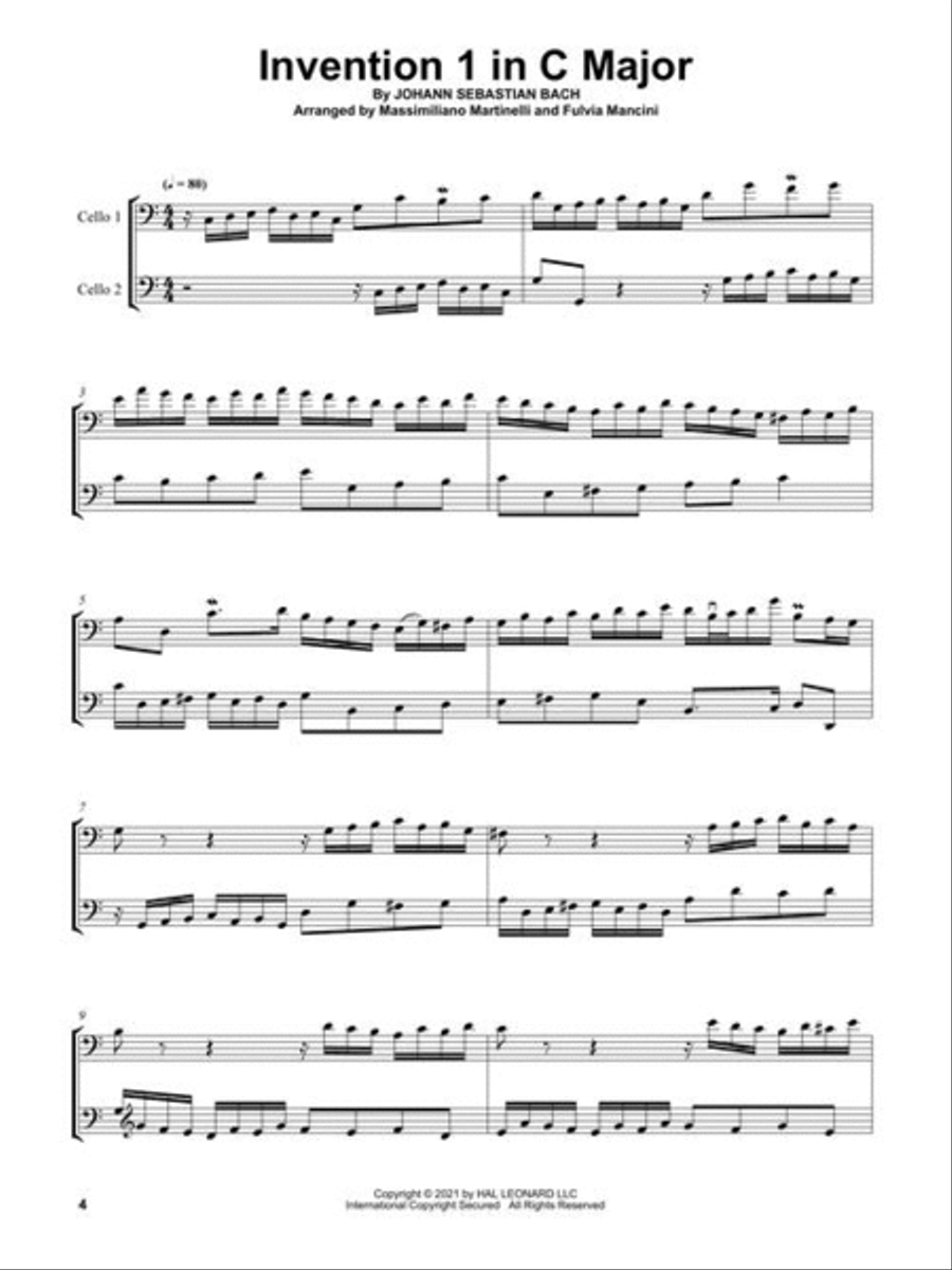 Two-Part Inventions by J.S. Bach for Cello Duet String Duet scores gallery preview page 4