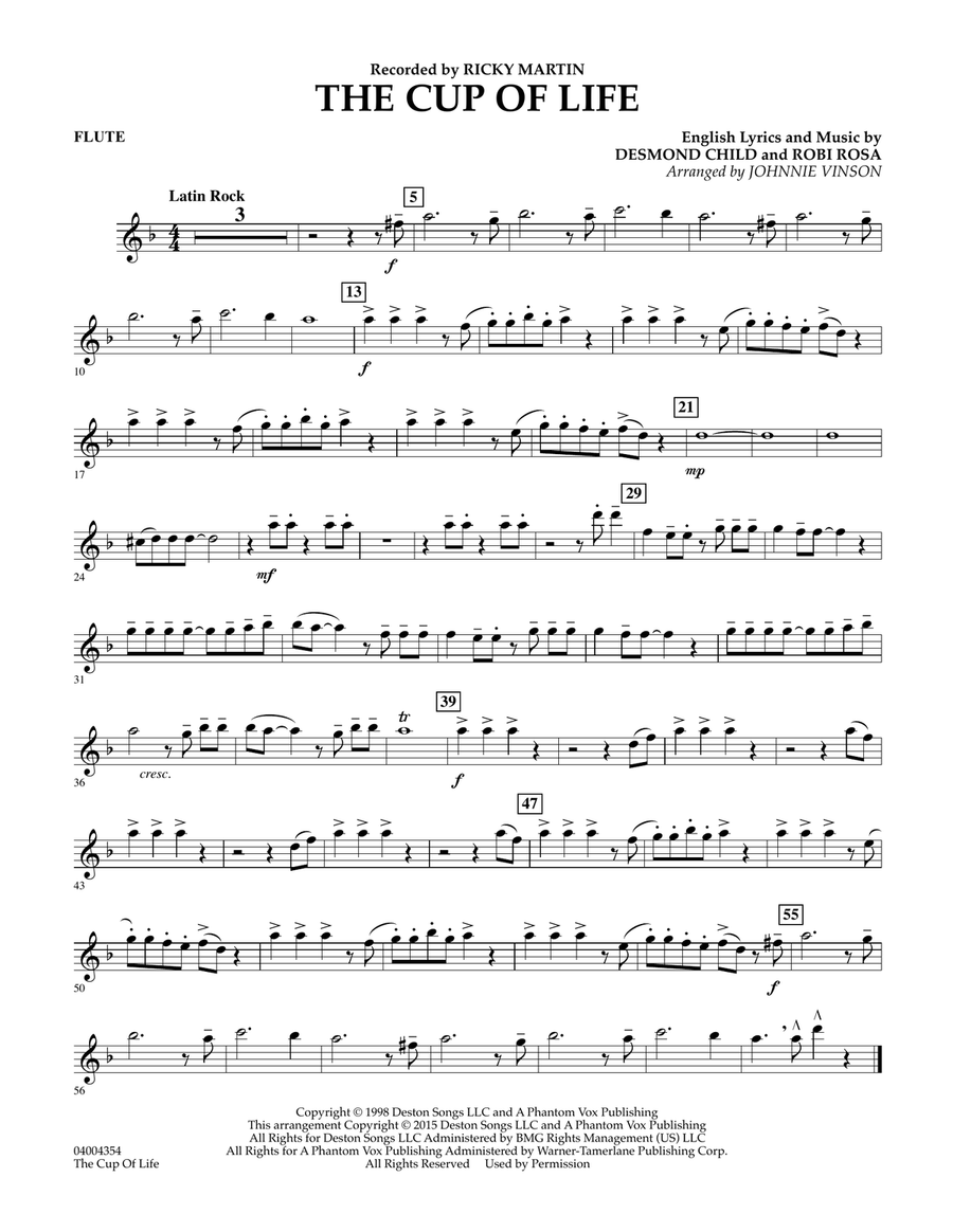 The Cup of Life - Flute Concert Band scores gallery preview page 1