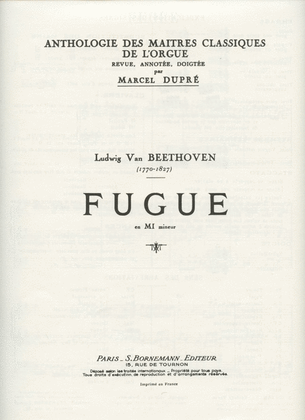 Book cover for Fugue In D Minor (maitres Classiques No.3) (organ)