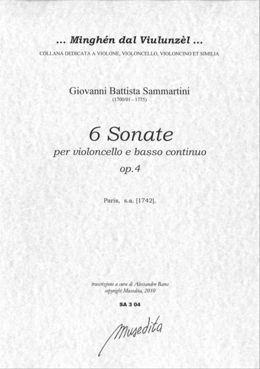 6 Sonate op.4 (Paris, [1742]) Cello Solo scores gallery preview page 1