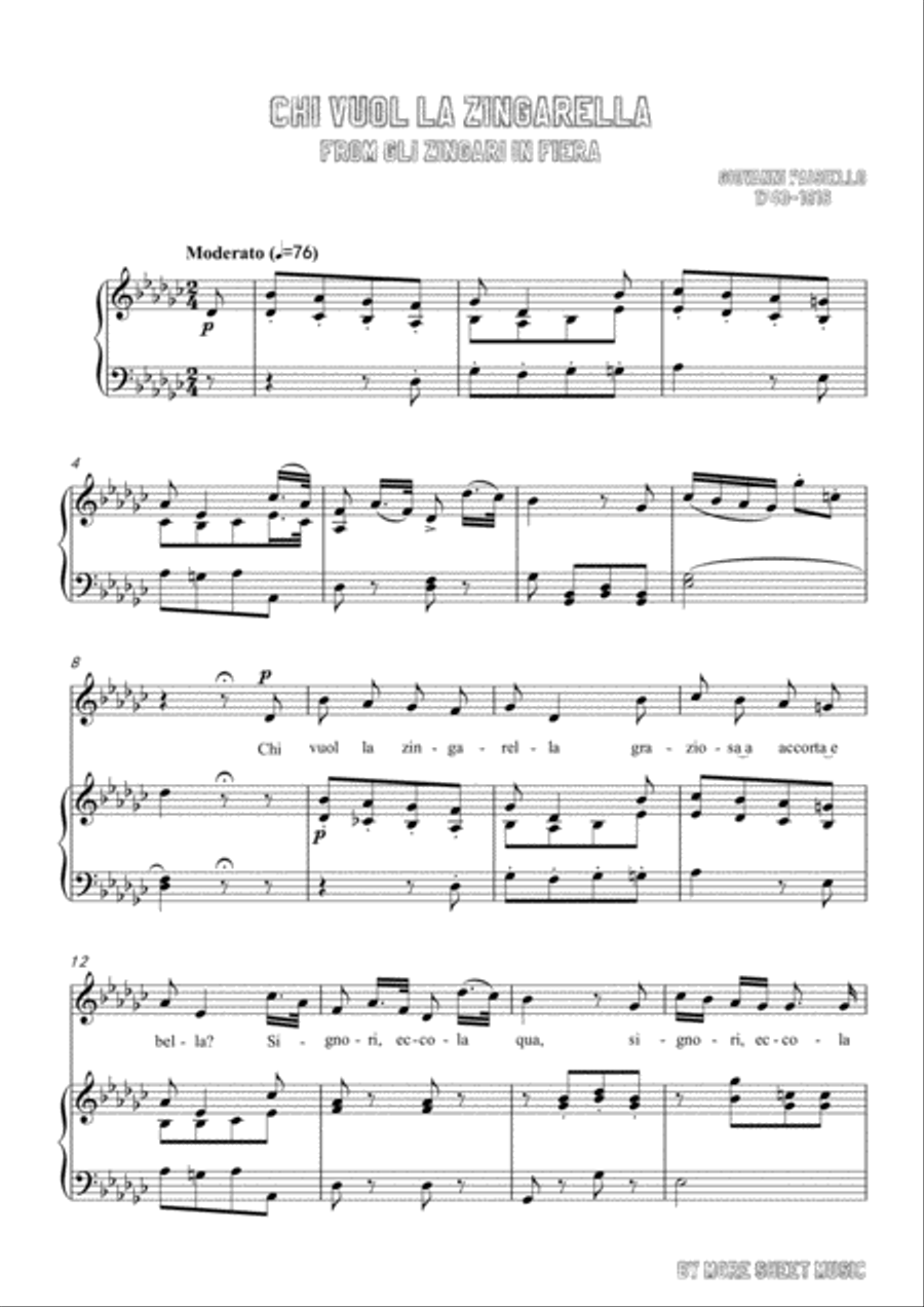 Paisiello-Chi Vuol la zingarella in G flat Major,for Voice and Piano Voice Solo scores gallery preview page 3