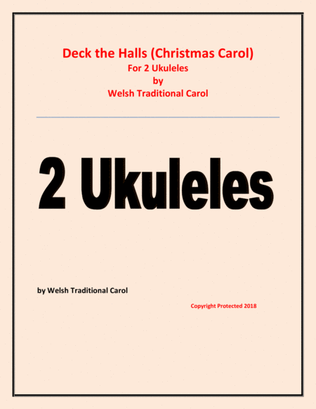 Deck the Halls - Welsh Traditional - Chamber music - String - 2 Ukuleles Easy level