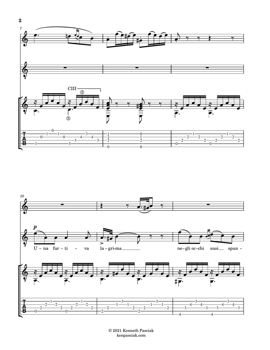 Una furtiva lagrima (for Flute, Voice and Guitar) Small Ensemble scores gallery preview page 4