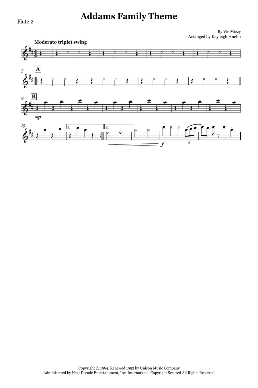 Addams Family Theme Flute Quartet scores gallery preview page 4