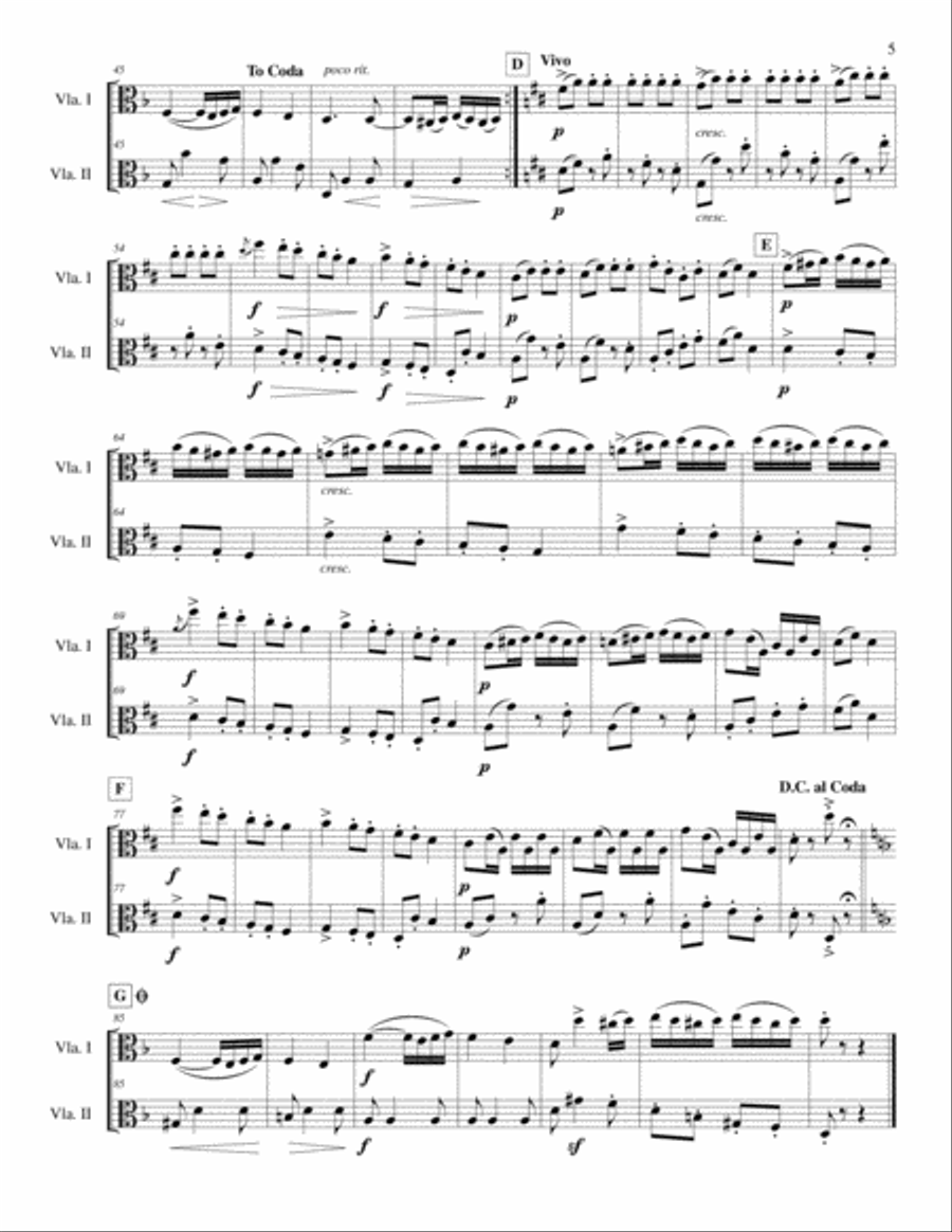 Brahms: Hungarian Dances No. 1, 2 and 5 - Music for Health Duet 2 Violas String Duet scores gallery preview page 5
