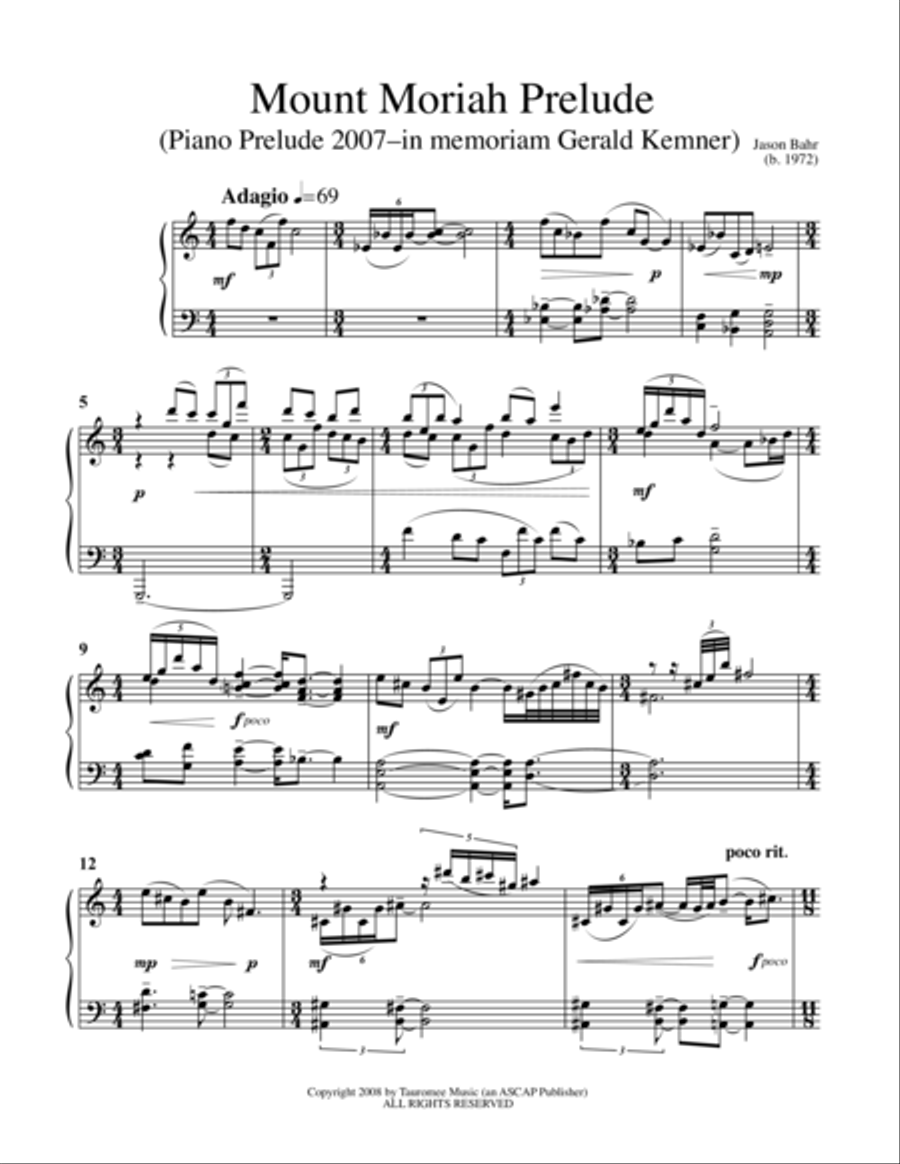 Mt. Moriah Prelude Piano Solo scores gallery preview page 1