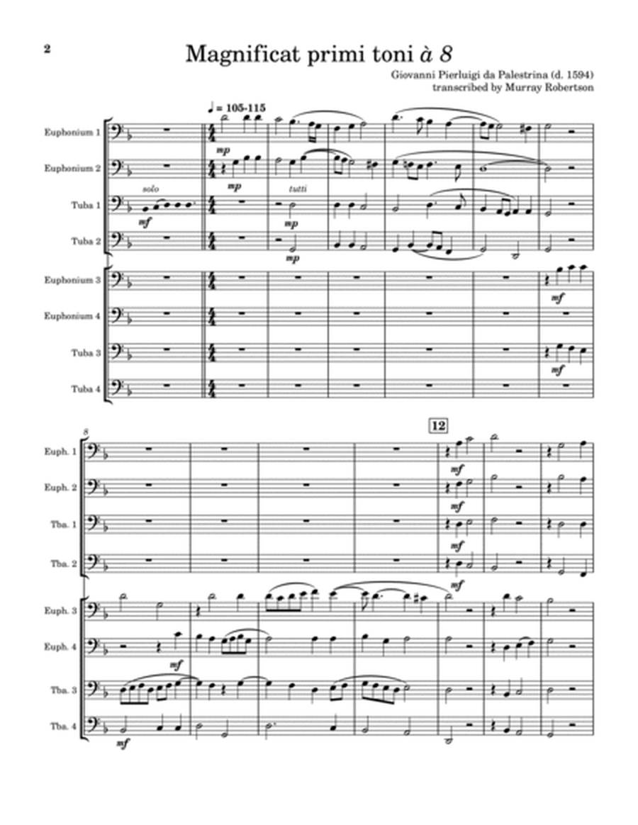 Magnificat Primi Toni á 8 (Tuba/Euphonium Choir) image number null