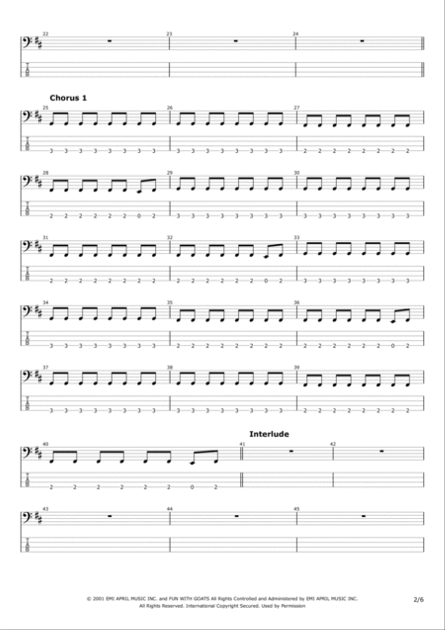 Stay Together For The Kids Bass Guitar scores gallery preview page 2