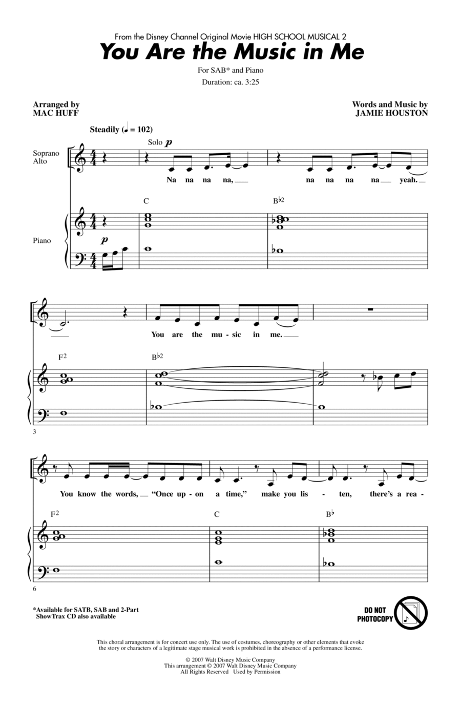 You Are The Music In Me (from High School Musical 2) (arr. Mac Huff) 3-Part scores gallery preview page 1