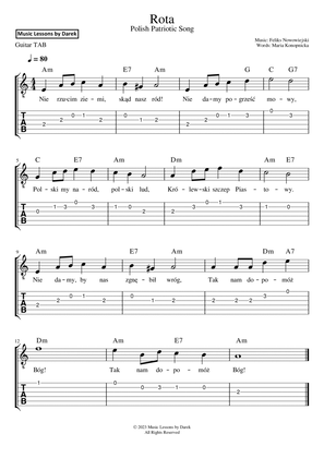 Rota (The Oath), Polish Patriotic Song [GUITAR TAB]
