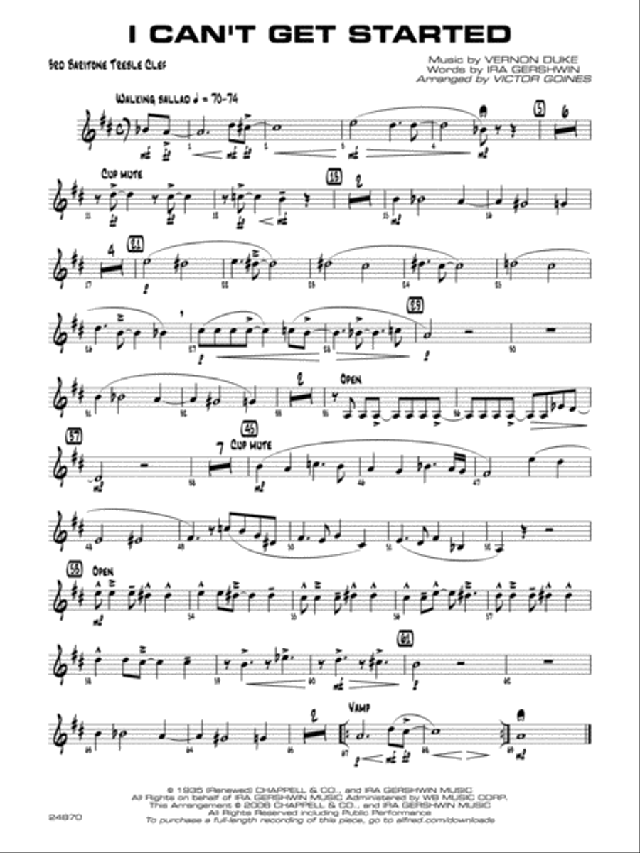 I Can't Get Started: 3rd Baritone T.C. Jazz Ensemble scores gallery preview page 1