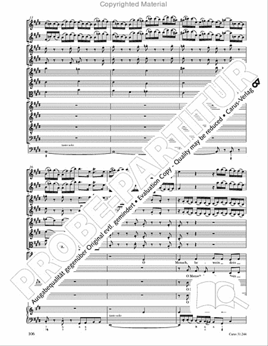 St. Matthew Passion (Matthaus-Passion) 4-Part scores gallery preview page 108
