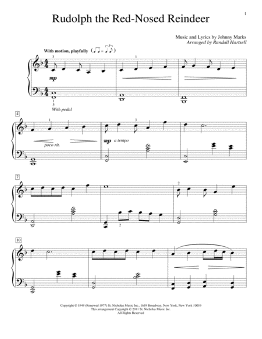 Rudolph The Red-Nosed Reindeer Piano Method scores gallery preview page 1