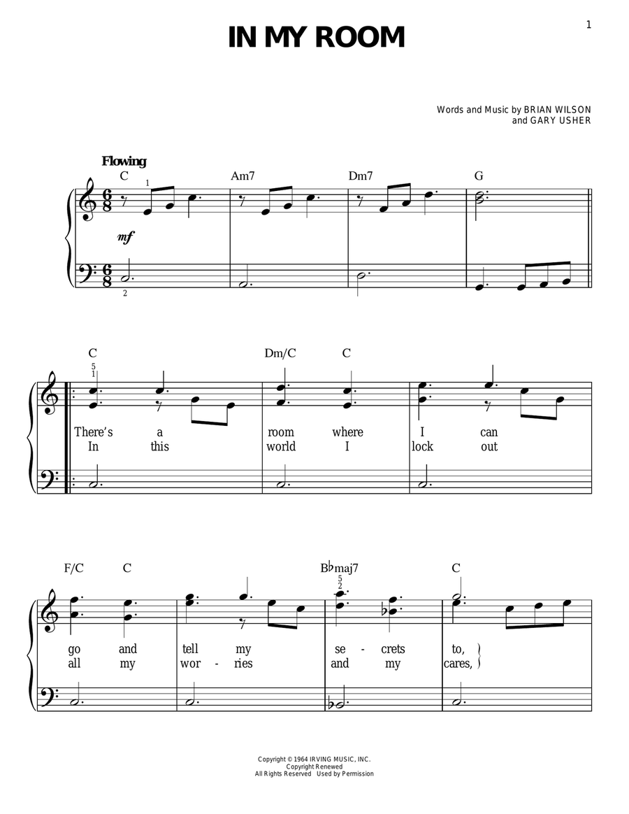 In My Room Easy Piano scores gallery preview page 1