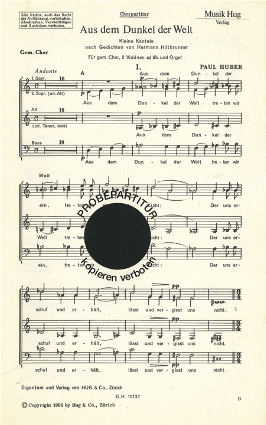Aus dem Dunkel der Welt Choir scores gallery preview page 1