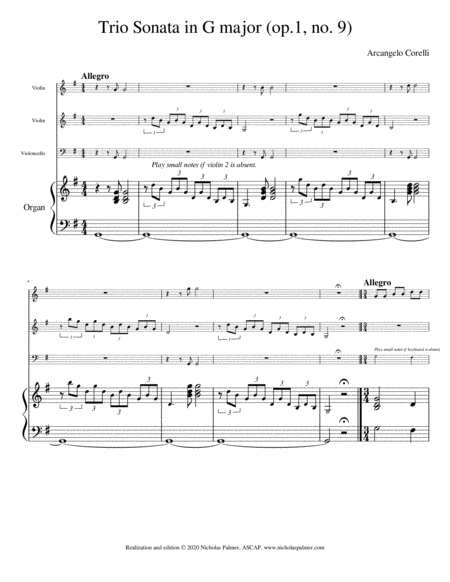 Trio Sonata in G major (op.1, no. 9) Arcangelo Corelli