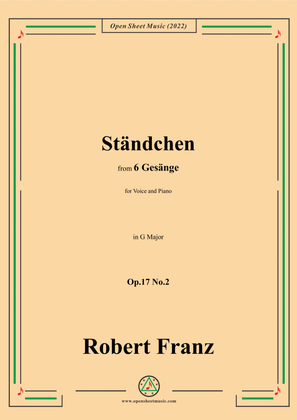 Book cover for Franz-Standchen,in G Major,Op.17 No.2,from 6 Gesange