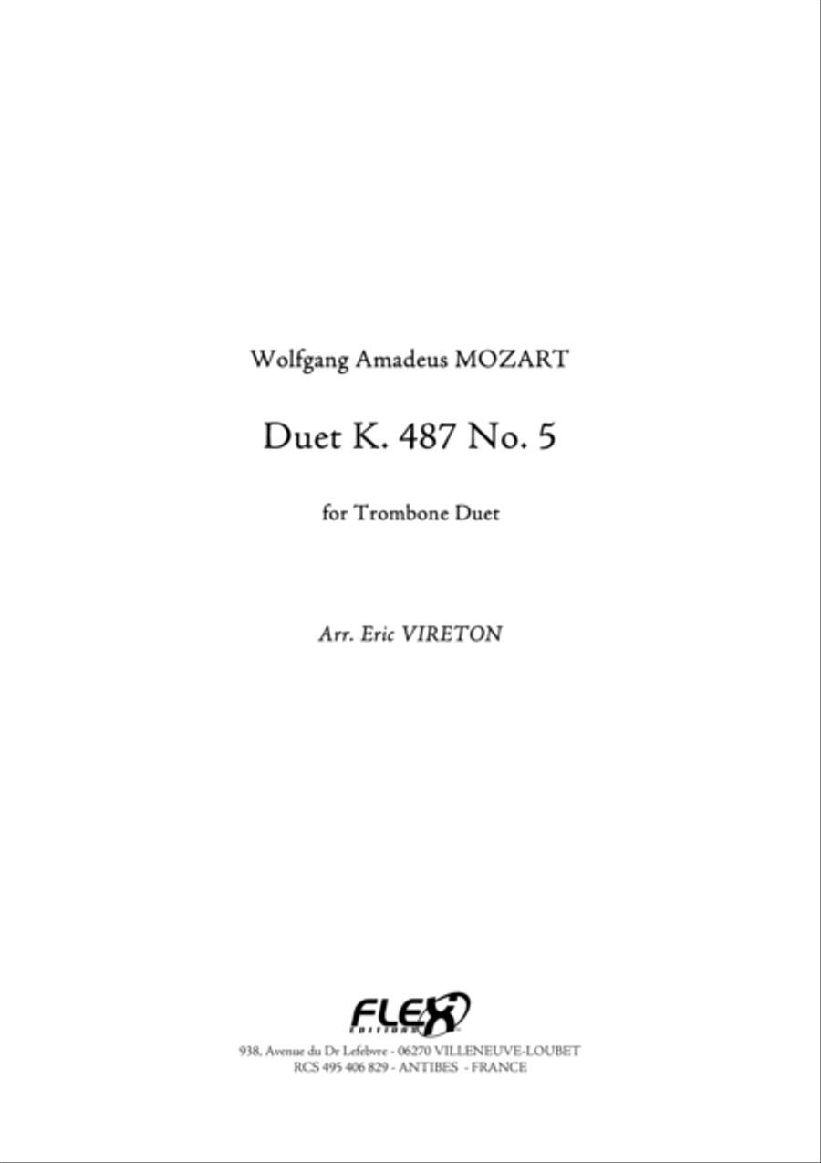 Duet K.487 No. 5 Duet K.487 No. 5 Trombone Duet scores gallery preview page 1