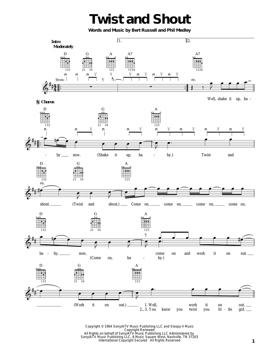 Twist And Shout Acoustic Guitar scores gallery preview page 1