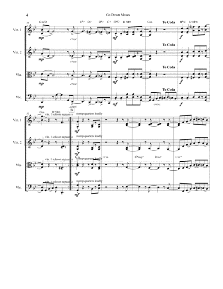 Go Down Moses - String Quartet String Quartet scores gallery preview page 5