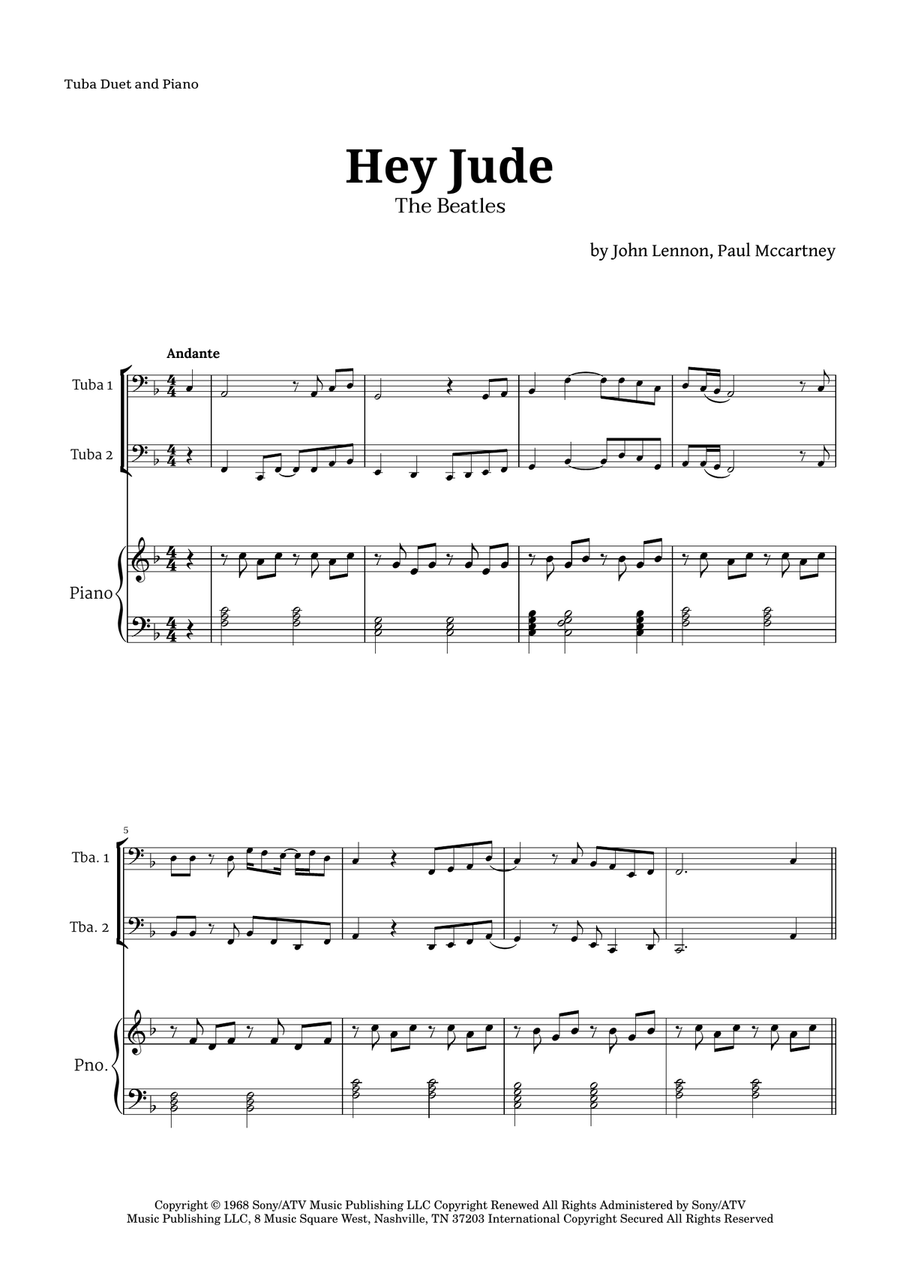 Hey Jude Brass Duet scores gallery preview page 1