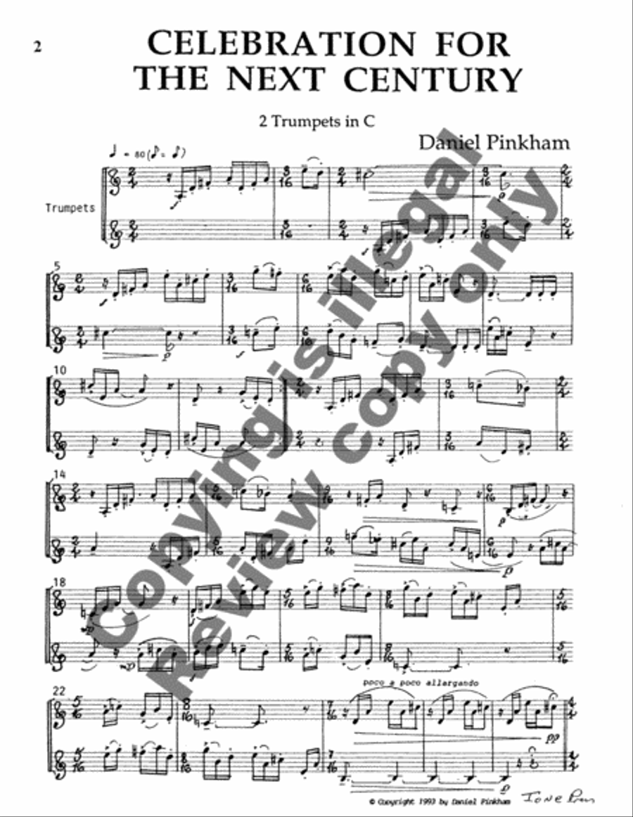 Celebration for the Next Century Trumpet Duet scores gallery preview page 3