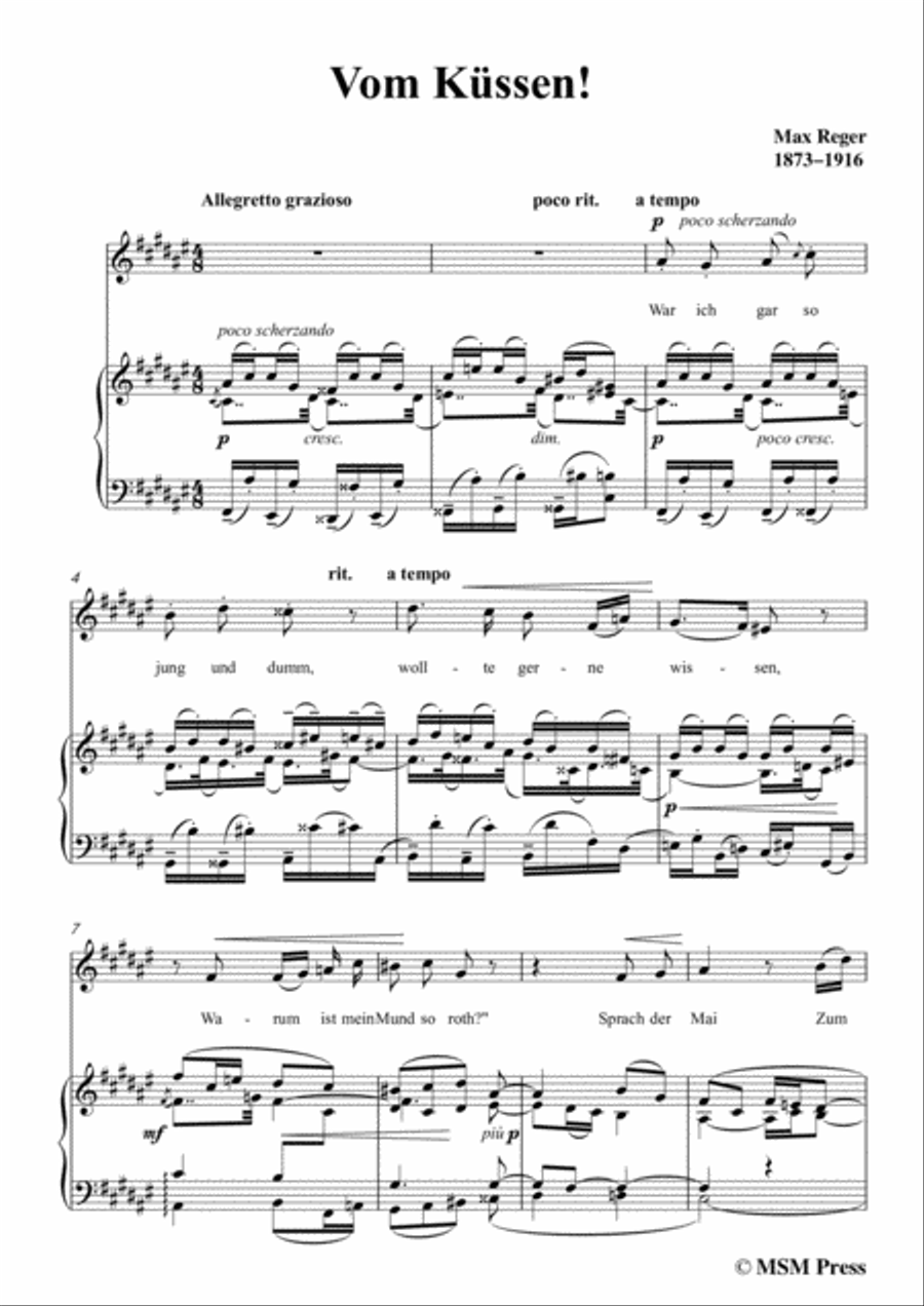 Reger-Vom Küssen in F sharp Major,for Voice and Piano Voice Solo scores gallery preview page 3