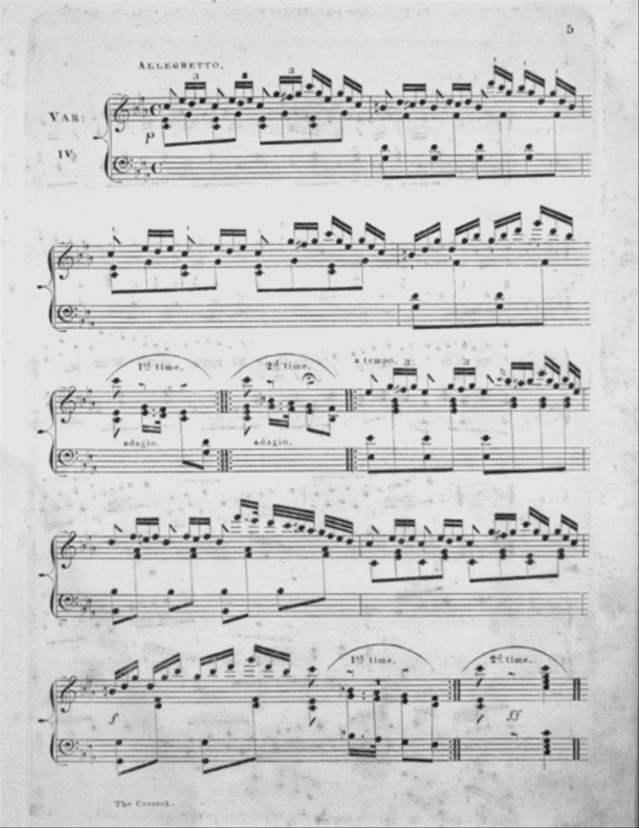 The Cossack. A much admired Russian Air Piano Solo scores gallery preview page 4