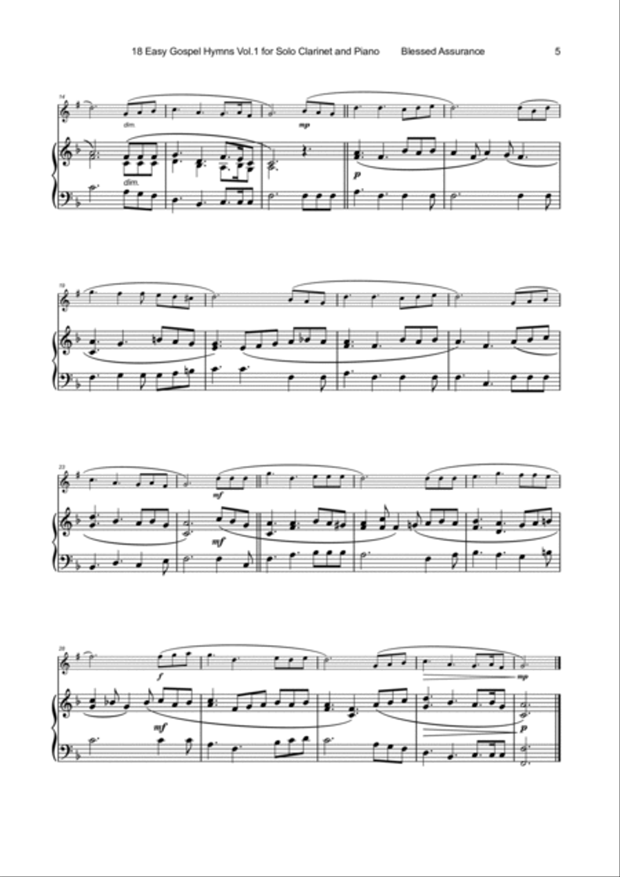 18 Gospel Hymns Vol.1 for Solo Clarinet and Piano