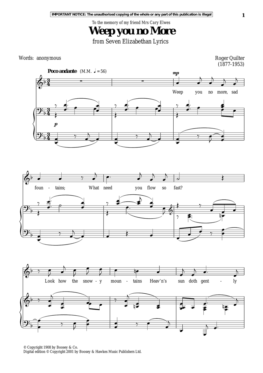 Weep You No More (from Seven Elizabethan Lyrics)