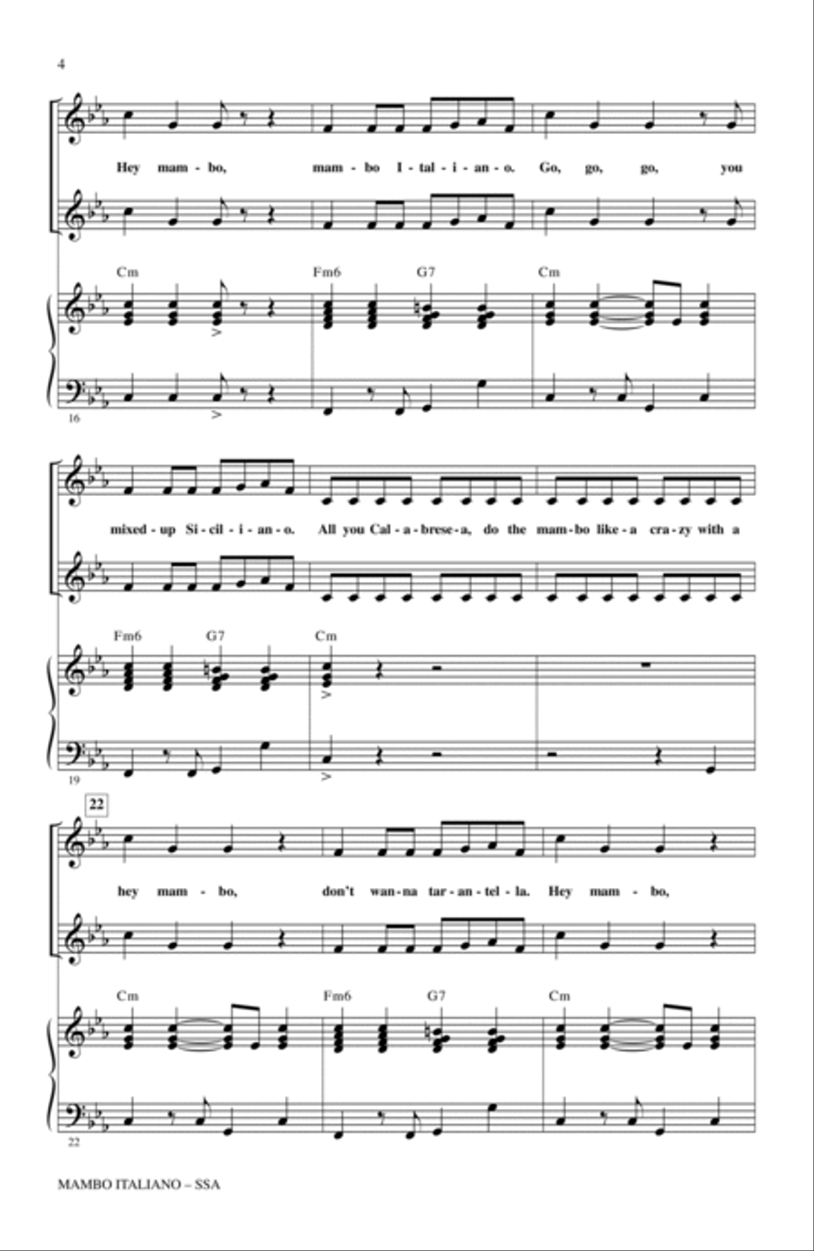 Mambo Italiano (arr. Alan Billingsley) SSA scores gallery preview page 3