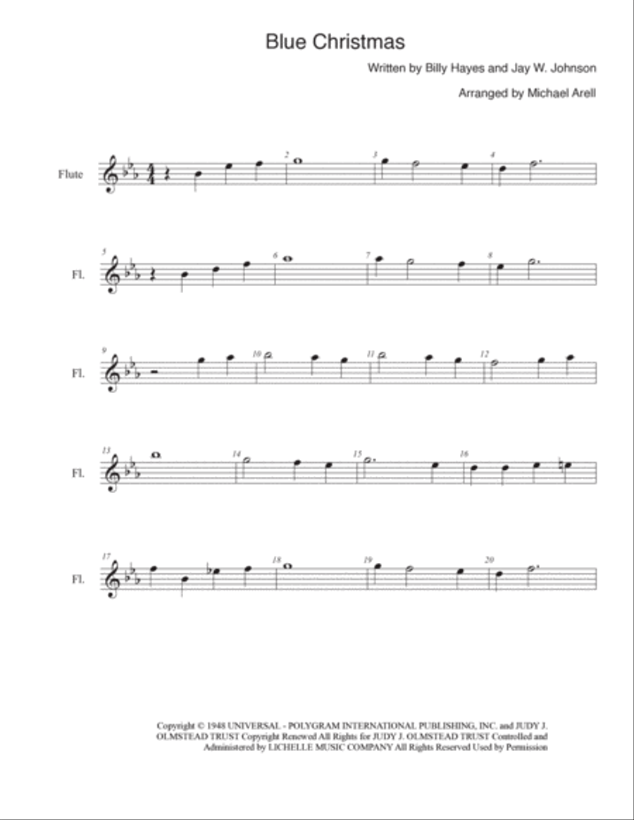 Blue Christmas Flute Solo scores gallery preview page 2