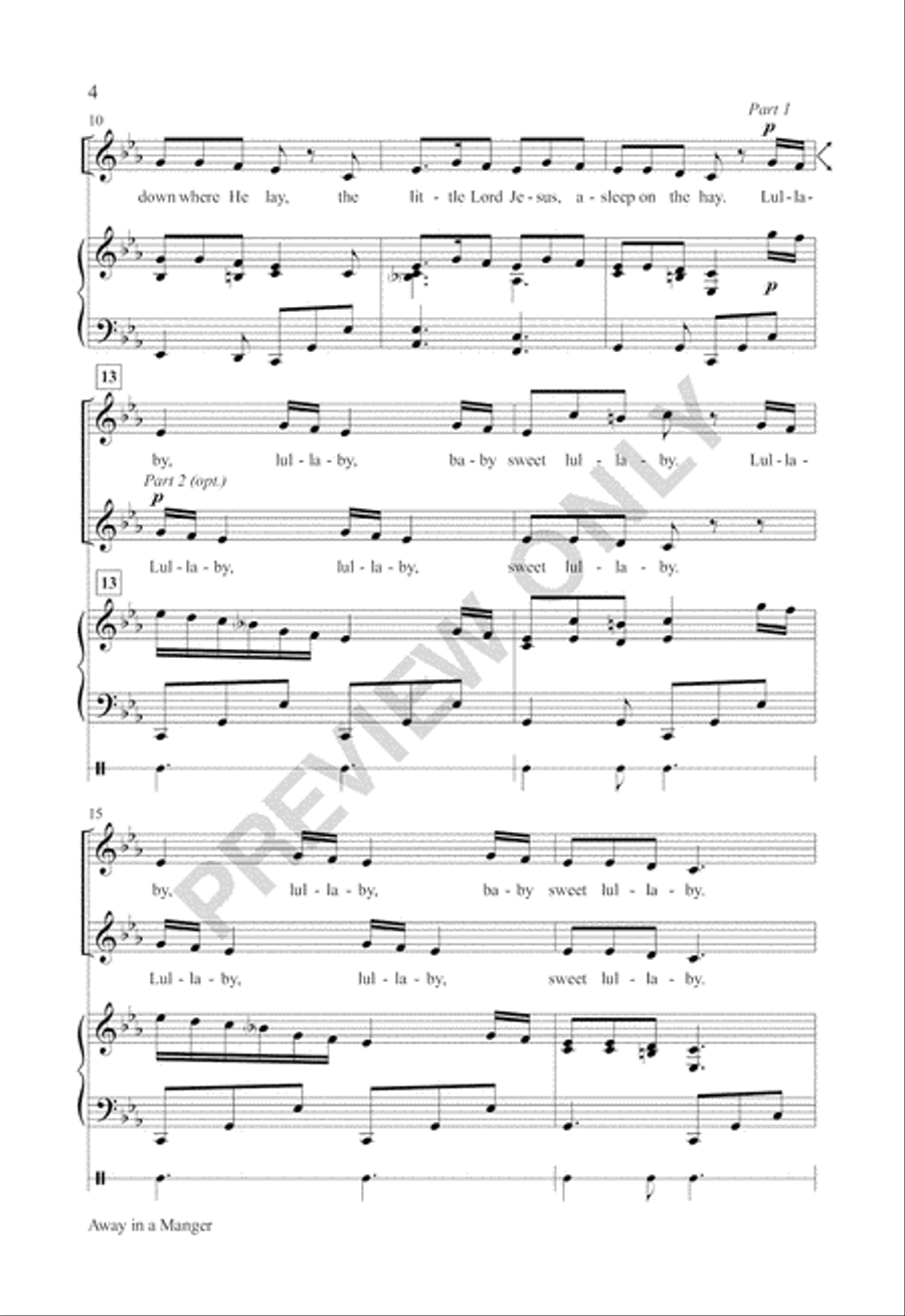 Away in a Manger by Brad Nix Unison Choir - Sheet Music page 3