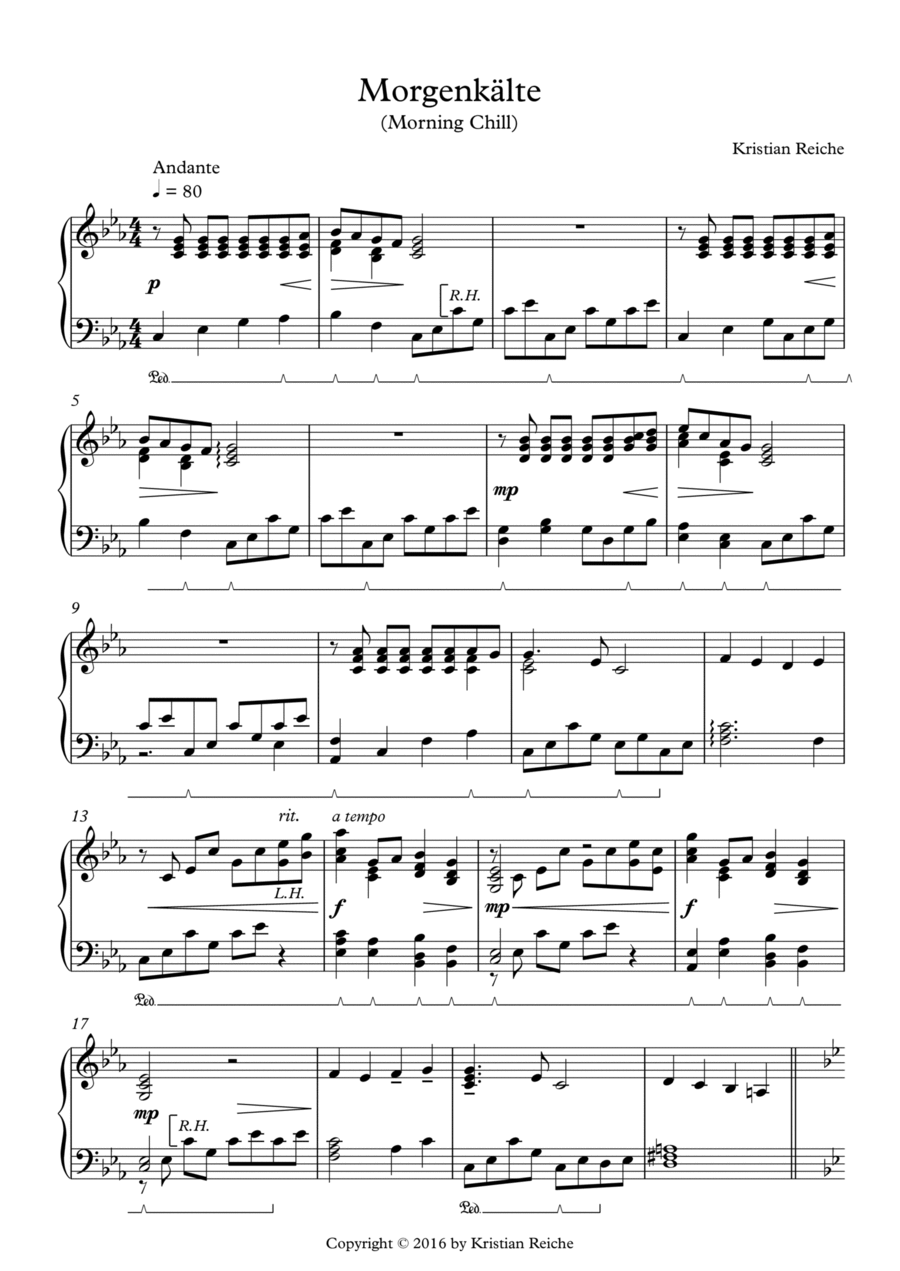 Morgenkälte (Morning Chill) Piano Solo scores gallery preview page 1