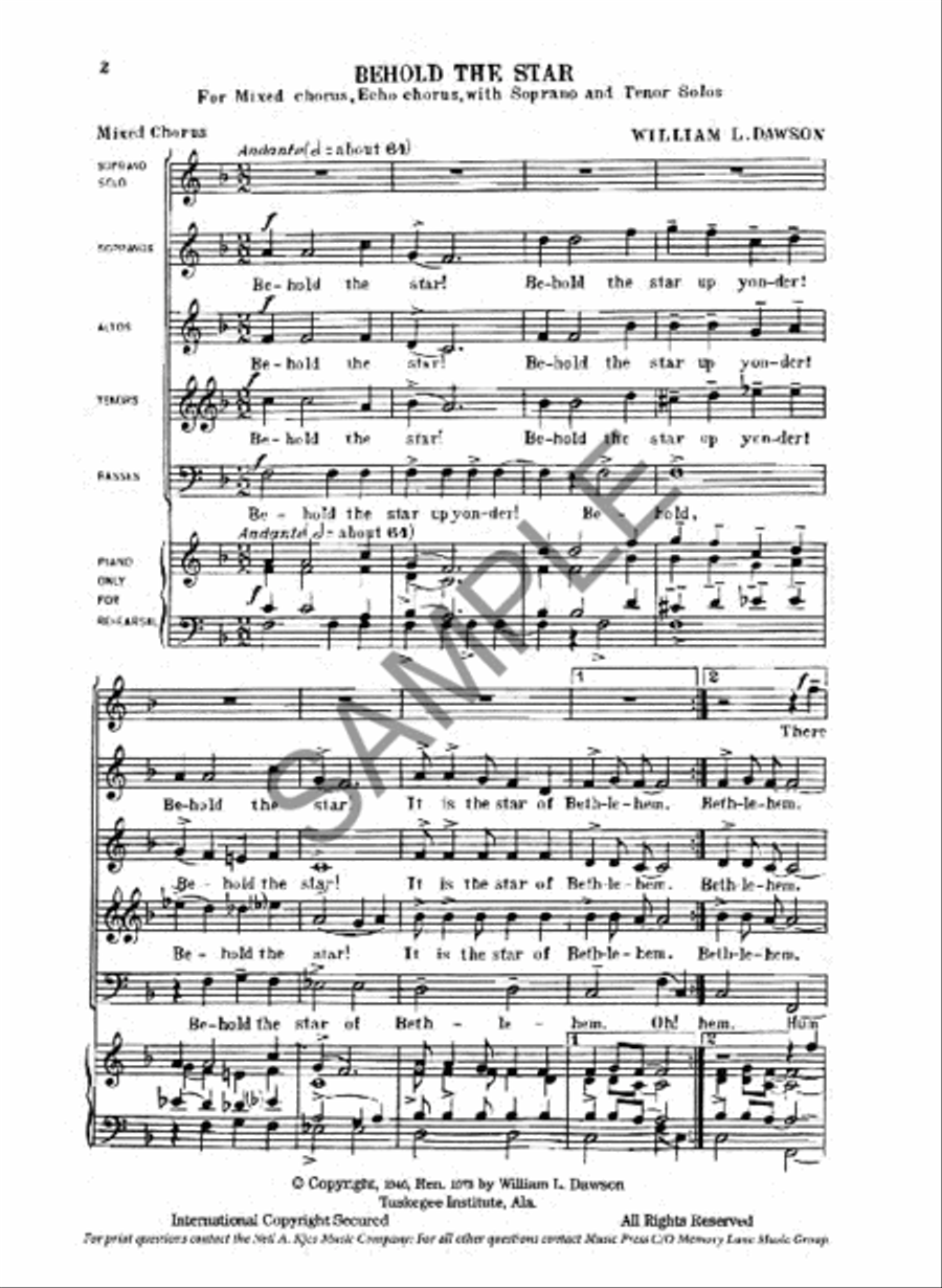 Behold the Star SATB Behold the Star SATB 4-Part scores gallery preview page 2