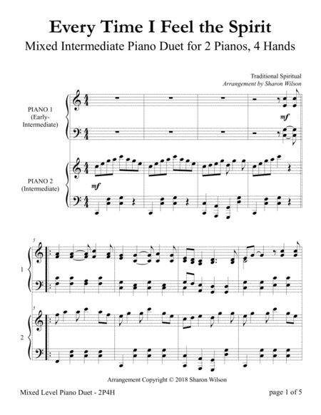 Five Joyful Tunes for Two Pianos (A Collection of 5 Mixed Level Piano Duets for 2 Pianos, 4 Hands) by Sharon Wilson 2 Pianos, 4-Hands - Digital Sheet Music