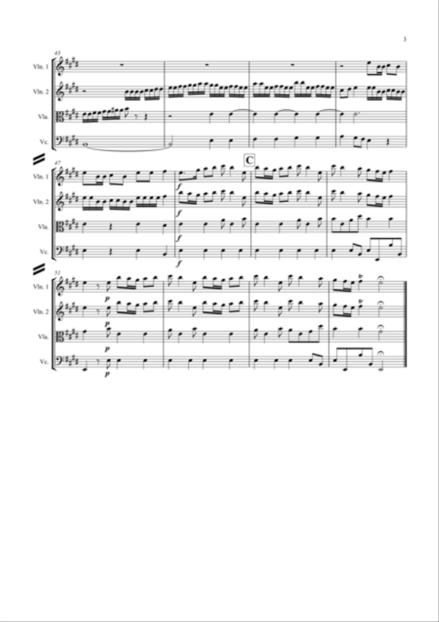 Vivaldi: The Four Seasons (Le quattro stagioni): A 4 Mvt. suite (easier/abridged) - string quartet String Quartet scores gallery preview page 3