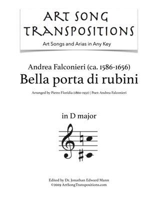 FALCONIERI: Bella porta di rubini (transposed to D major)