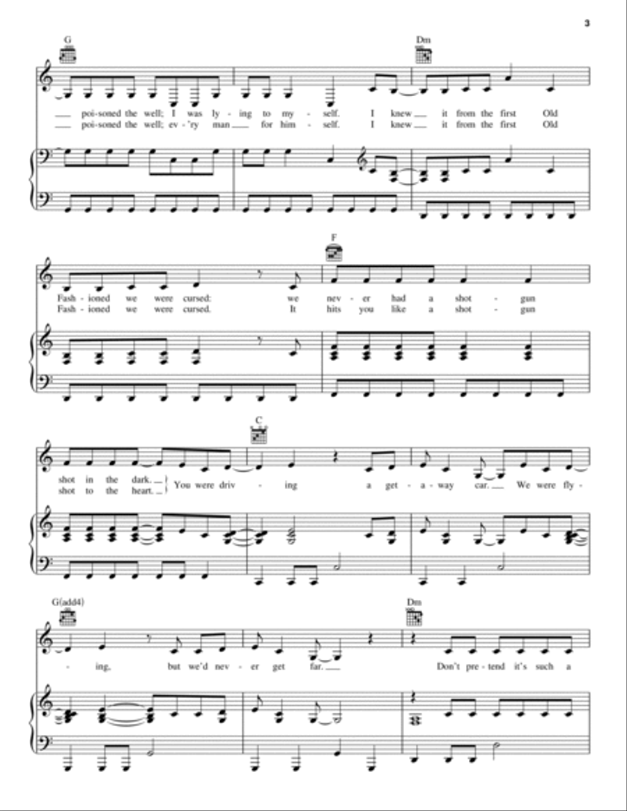 Getaway Car Piano, Vocal, Guitar scores gallery preview page 3