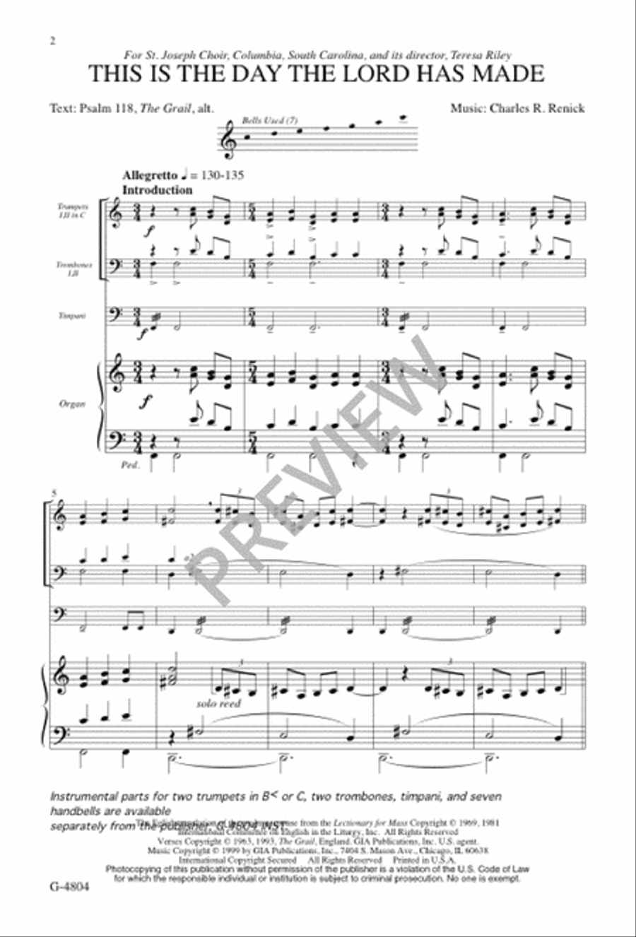 This is the Day the Lord Has Made 4-Part scores gallery preview page 1