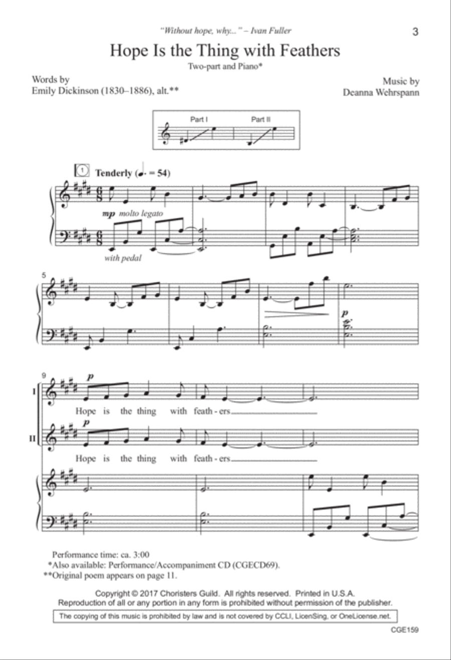 Hope is the Thing With Feathers 2-Part scores gallery preview page 2