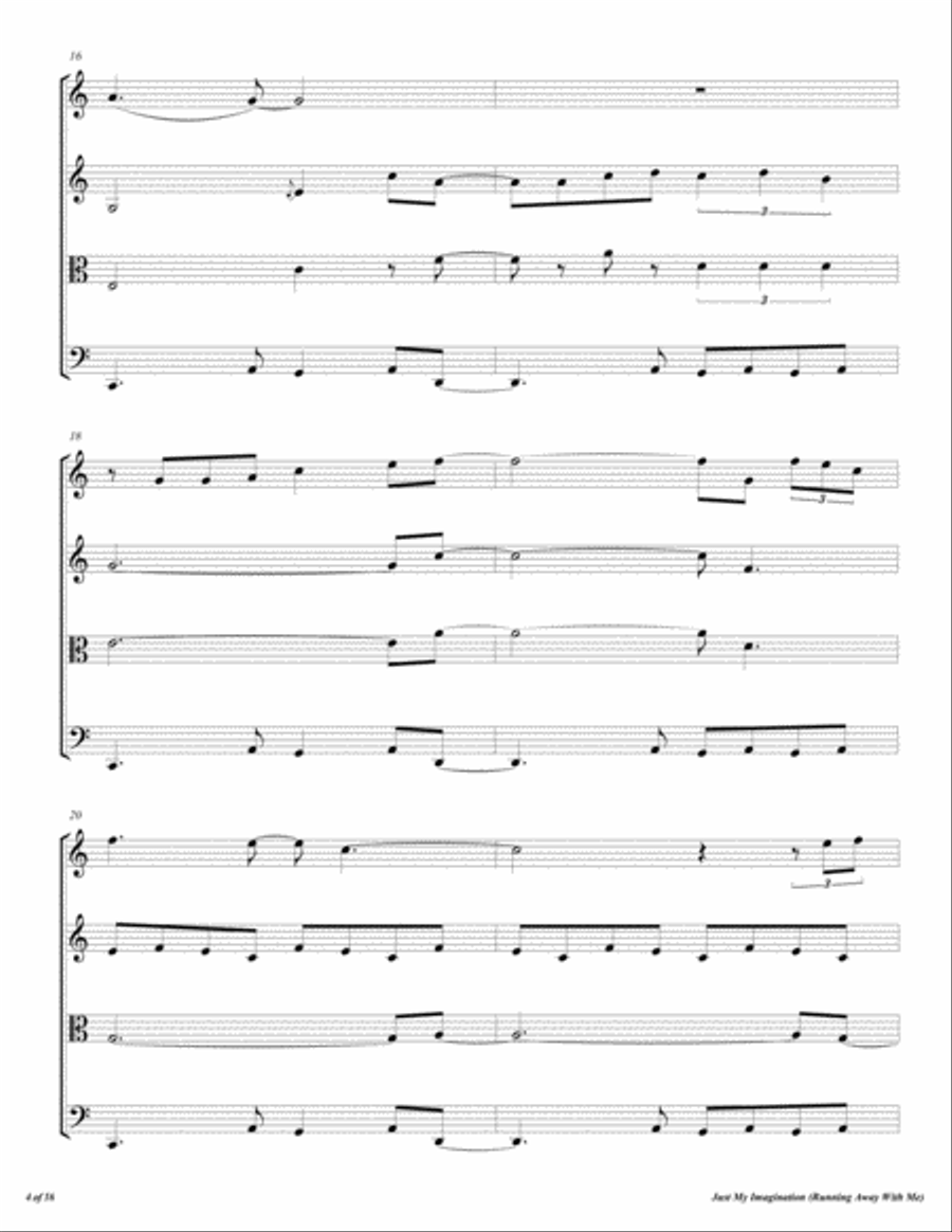Just My Imagination (running Away With Me) String Quartet scores gallery preview page 5